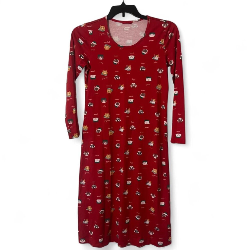 NWOT Lands' End 'Rich Red Cats' Nightshirt